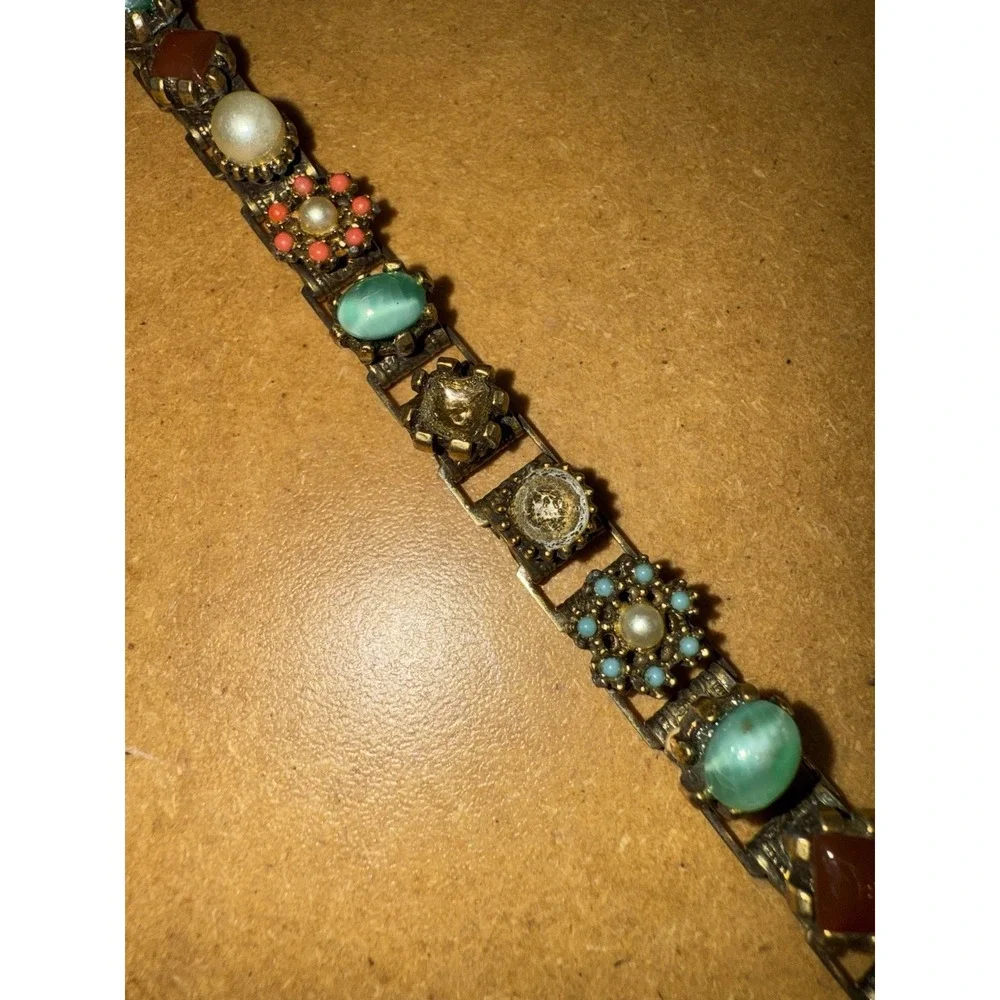 Vintage Multi-Gemstone Bracelet, Elegant Design, Artisan Crafted, Unique Jewelry